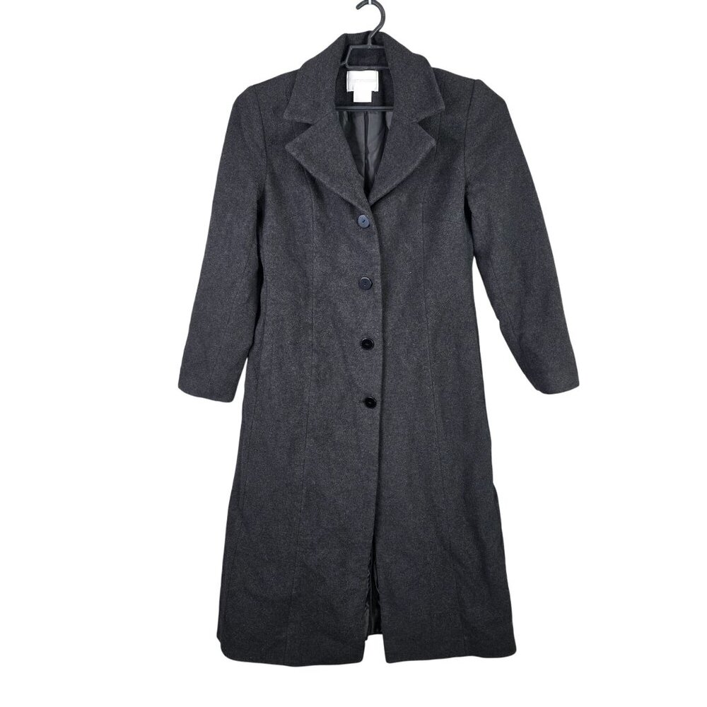 Womens Worthington Charcoal Gray Wool Blend Long Coat Size 8